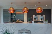 Stuart Frazer SieMatic kitchen featuring Tom Dixon Melt Copper Ceiling Light